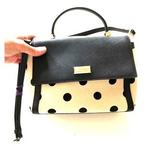 Kate Spade Canvas Flock Dot Saffiano Flap Satchel